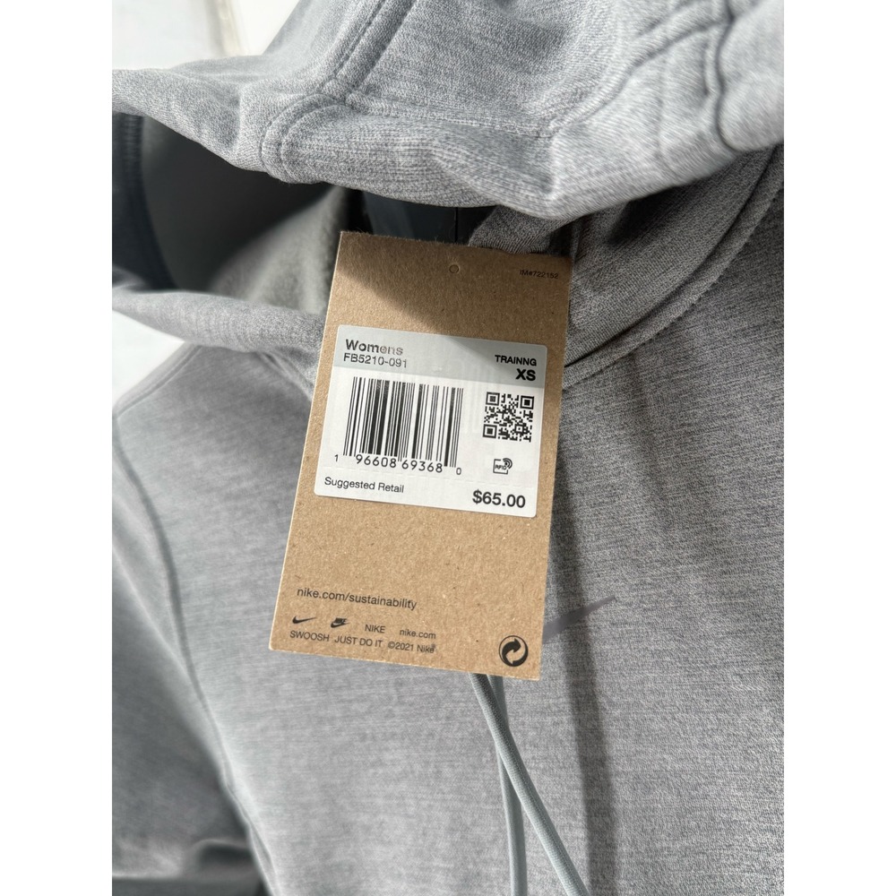 Nike Womens Training Hoodie Gray Pullover‎ Long Sleeve Therma Fit XS FB5210-091 - Picture 2 of 5